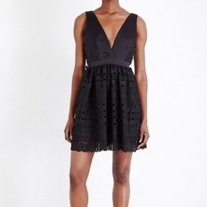 SANDRO- Luminary Satin & Lace Mini Dress US4